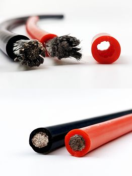 Silicone cable red black wire